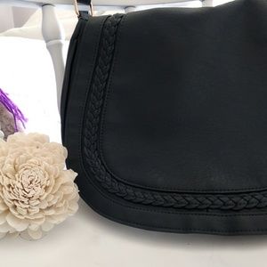 Rampage Crossbody satchel purse. Dark blue.